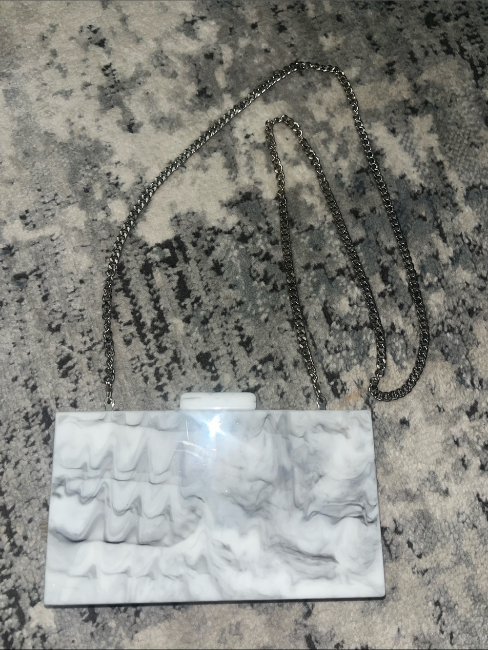 Marble Acrylic Crossbody Clutch - White Gray